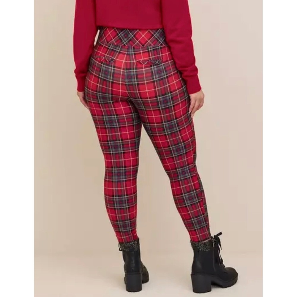 Torrid NWT Pixie Red Plaid High Rise Slim Fix Ponte Skinny Pants 1X 14 16 NEW